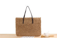 Bolso tejido de cuerda de papel informal de gran capacidad, bolso de hombro japonés y coreano, bolso tejido a mano de color sólido, bolso de viaje a casa de la serie Mori - details 3