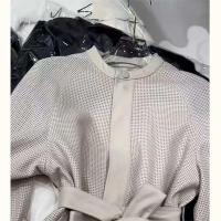 Limiguyue temperamento francés vestido de otoño de gama alta gris rejilla mujeres Midi Vestidos manga raglán cinturón adelgazante Vestidos F522 - details 8