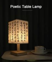 Lámparas de mesa de decoración LED, enchufe regulable de estilo chino Simple, luz nocturna, pantalla de tela, luces cuadradas de escritorio para dormitorio y mesita de noche - details 0