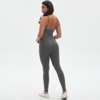 Conjunto de yoga de cintura alta para mujer, sujetador deportivo transpirable, mallas, equipo de fitness para levantamiento de pecho - details 11