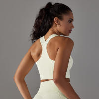 Nessaj-Sujetador deportivo sin costuras, top a prueba de golpes, cómodo Chaleco de gimnasio, color sólido, para entrenamiento, correr - details 4