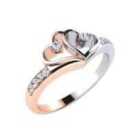 Anillo elegante de plata de ley 925 sortija de dos colores con piedras preciosas naturales corazón de zafiro blanco joyería fina de compromiso de boda nupcial - details 1