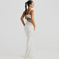 BUNO-Conjunto de 2 piezas de tejido para mujer, camisolas cortas plisadas lisas impresionantes + faldas largas de cintura alta, traje de vacaciones de tendencia femenina - details 36