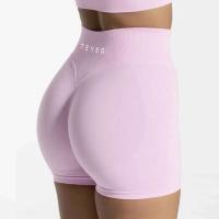 TEVEO Impact Women Fiess Sports Biker 4.5" Banda baja acanalada Pantalones cortos de yoga Entrenamiento Scrunch Butt Leggings sin costuras - details 12