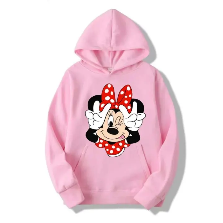 Minnie Mouse Pulóver de Moda Sudadera Deportiva de Couple Rojo para Primavera Otoño - 1