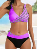 Conjunto de Bikini a rayas para mujer, bañador Sexy de dos piezas, ropa de playa, traje de baño brasileño, novedad de 2022 - details 5