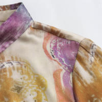 OUWU- Camisa De Satén De Seda Para Mujer, Manga Larga, Solapa, Estampado En Capas, Textura, Estilo Europeo Y Americano, Verano, Nuevo - details 4