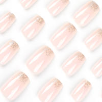 Kit de Manicura Casera Brillante Uñas Artificiales Medianas con Brillo de Rosa Nude - details 4