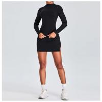 Ropa deportiva de dos piezas para mujer, traje deportivo, falda deportiva, temperamento delgado, cuello alto, top de yoga de manga larga - details 7