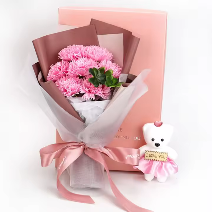 Regalos 7 cabezas flores ramo de rosas artificiales mano sosteniendo jabón flor flores artificiales decoración de boda - 1