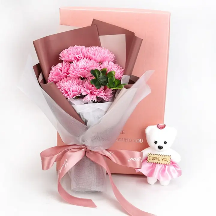Regalos 7 cabezas flores ramo de rosas artificiales mano sosteniendo jabón flor flores artificiales decoración de boda - 1
