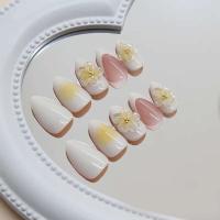Pegatinas de Uñas 3D Amarillas Color Sólido, Almendra Francesa, Desmontables, Adecuadas para Compresión de Uñas de Mujeres - details 2