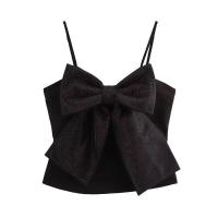 Top de Lentejuelas Elegante con Lazo Grande Top de Tanque sin Espalda con Cremallera para Mujeres - details 2