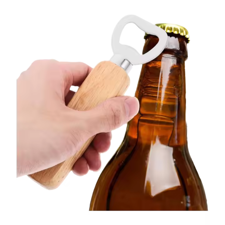 Abrebotellas De Madera Con Manija 1-40PCS Eco-amigable Acero Inoxidable Abrebotellas De Madera Sólida Para Cerveza - 1