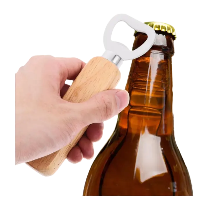 Abrebotellas De Madera Con Manija 1-40PCS Eco-amigable Acero Inoxidable Abrebotellas De Madera Sólida Para Cerveza - 1