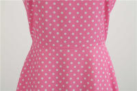Women summer vintage 1950s 60s big swing party polka dot dress - details 34