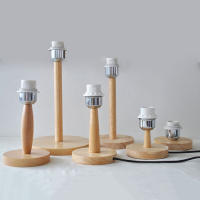 Soporte Circular de Base de madera maciza con interruptor de encendido y APAGADO para lámpara de mesa, enchufe E27, soporte para lámpara de mesita de noche para iluminación del hogar - details 0