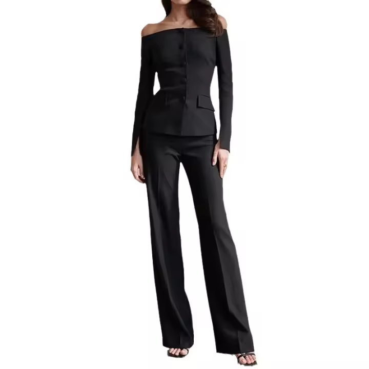 Conjunto de dos piezas para mujer, Tre elegante, pantalones de color liso, moda de otoño, nuevo estilo - 1