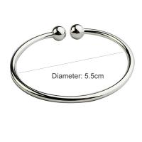 Pulsera de mano abierta de acero inoxidable para mujer, brazalete sencillo de cuentas, plateado, - details 10