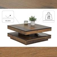 Mesa de centro cuadrada, mesa de salón con función giratoria y revestimiento de melamina