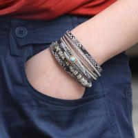 Pulsera Vintage de Pluma y Cuero con Turquesa Joyería y Bisutería para Mujeres - details 1