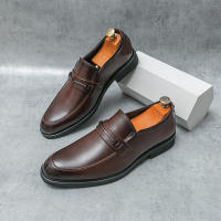 Zapatos formales de negocios para hombre, calzado de cuero PU de tacón bajo, estilo británico, hebilla de Metal a la moda - details 8