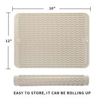 Alfombrilla de silicona para secar platos de varios usos, fácil de limpiar, ecológica, resistente al calor, para encimera de cocina o fregadero, refrigerador o forro de cajón, Tapioca L 16 pulgadas x 12 pulgadas - details 0