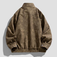 Chaqueta de cuero con cuello levantado para hombre, Tops cómodos y versátiles, informales, sólidos, a prueba de viento, para otoño e invierno - details 4