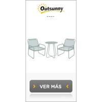 Juego de Muebles de Jardín Plegable Mesa Redonda y 2 Sillas de Terraza Marco de Acero y Respaldo - details 12