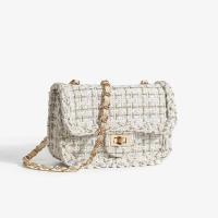 Bolso cruzado de Tweed para mujer, cadena de moda de hombro con bandolera, monedero de lujo con volantes - details 1