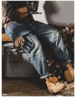 Pantalones Vaqueros Vintage de Otoño para Hombres Estilo Americano Pesado Casual Talla Grande y Pierna Ancha Material de Algodón Cuidado de Lavado por Máquina - details 8