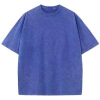 Camiseta lavada de algodón para hombre, cuello redondo, manga corta, informal, básica, transpirable, clásico, para Deporte, 100% - details 8