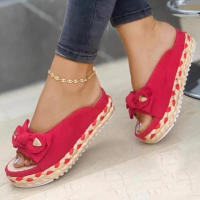 Sandalias elegantes de verano para mujer, zapatos sin cordones con diseño de lazo, regalo de Navidad para el Día de San Valentín - details 6