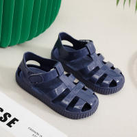 Sandalias con velcro para niños verano 2025 nuevo color sólido niños y niñas bolsa cabeza hueco suela suave bebé jalea sandalias - details 22