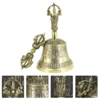 Tarro de Vra de Cobre Puro de Nepal Hecho a Mano Utensilios de Dharma de Estilo Brasso de Cinco Hebras Campana Decorativa para Puja - details 1