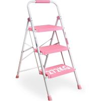 Escaleras Plegables de 4 Escalones, Capacidad de 150KG con Pedales Antideslizantes Anchos, Taburete de Mano de Acero, Manubrio de Esponja, Uso en Interiores y Exteriores, Negro - details 51