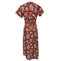 Vestido Maxi Floral Elegante con Cuello en V - Estilo Chic de Verano con Cinturón, Tela Tejida Durable y de Fácil Mantenimiento - details 10