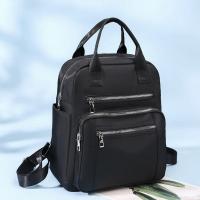 Mochila Oxford impermeable de gran capacidad para mujer, Bolsa Escolar de viaje para adolescentes, paquete negro Simple, nueva moda - details 10