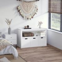 Aparador de Salón con 3 Cajones Extraíbles y Estantes Abiertos para Libros Juguetes Armario Auxiliar de Almacenamiento para Dormitorio Cocina 102x33x61,5 cm Blanco - details 1