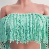 Conjunto de 2 piezas para mujer, falda de cintura alta y camiseta, diseño de borlas, universidad, chicas jóvenes, verano - details 7