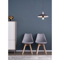 Silla Comedor escandinava, Silla Oficina Retro, Asiento Acolchado Haya Maciza (Gris, Lote 4) - details 2