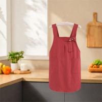 Delantal de cocina de algodón con correas cruzadas, delantal de cocina para el hogar resistente a la suciedad, ajustable con bolsillo, ropa de trabajo coreana, cocina casera - details 10