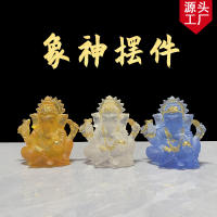 Adorno de cristal de agua de resina india, artesanías interiores para el hogar, estatua de Dios con trompa de elefante Ganesha - details 1