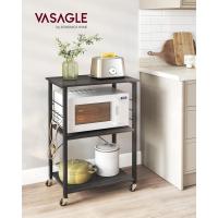 Estantería de Cocina con Ruedas, Carrito de Servicio de 3 Niveles, Estantería para Microondas, Horno, Tostadora, Marco de Metal con 6 Ganchos, Marrón Rústico y Negro - details 9