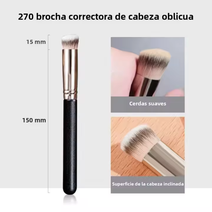 Cepillo de maquillaje facial 170/270 para base, polvo, fijador de maquillaje para mujer, herramienta de belleza negra - 1