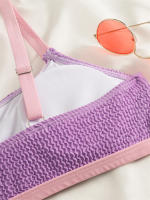 Conjunto de Bikini de cintura alta para mujer, traje de baño de color naranja liso, bañador de playa, Verano - details 14