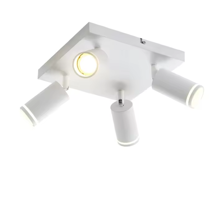 CBJKTX Foco de techo blanco 4 bombillas moderno GU10 foco ajustable para interiores focos de metal - 1