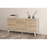 Mueble de Buffet de 3 Puertas Zaiken Plus Blanco Brillo y Roble Canadian - details 1