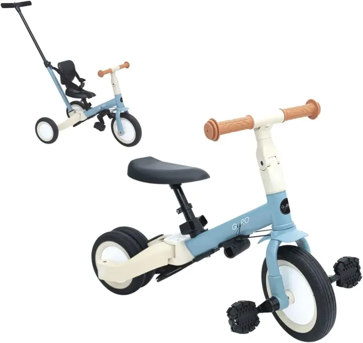 Triciclo Evolutivo de Bebé 5 en 1 GYRO+ - Bicicleta Niños Desde 1 Año hasta 5 años - De Triciclo a Bicicleta con o sin Pedales - Adaptable y transformable (Gyro+, Verde) - 1