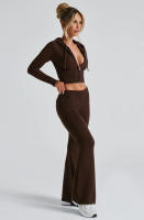 Conjunto de dos piezas de moda para mujer, Top con capucha, pantalones informales, ajustados, primavera - details 21